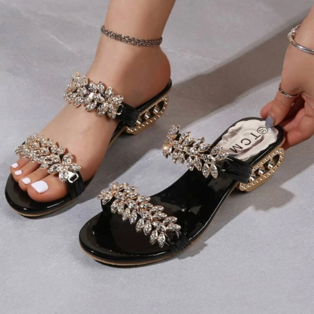 Rhinestone Emery Rose Chunky Heeled Mules (SALE!!)